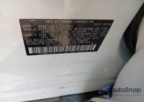 2024 Subaru Ascent Touring z USA, uszkodzony, nr VIN 4S4WMAWD3R3423287